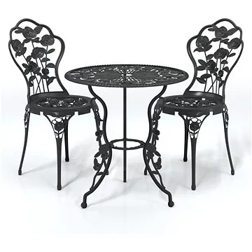 3dílný bistro set litý hliník černý, 317739 (317739)