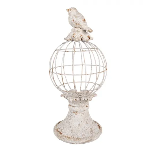 Béžová antik dekorace klec s ptáčkem Birdie - 12*7*14 cm Clayre & Eef