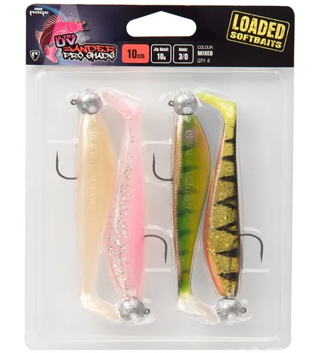 Fox rage gumová nástraha zander pro loaded uv mixed colour packs - 10 cm 10 g