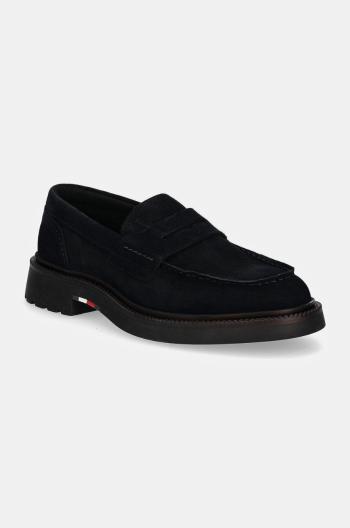 Semišové mokasíny Tommy Hilfiger HILFIGER COMFORT LWT SDE LOAFER pánské, tmavomodrá barva, FM0FM05263