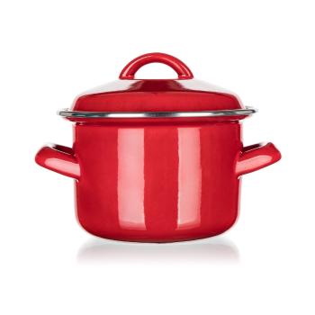 Oală emailată cu capac Banquet Milton roșu, 12 cm, 0,78 l, 12 cm