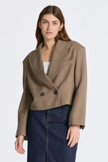 BLEJZR GANT CROPPED WOOL BLAZER JACKET DESERT BROWN