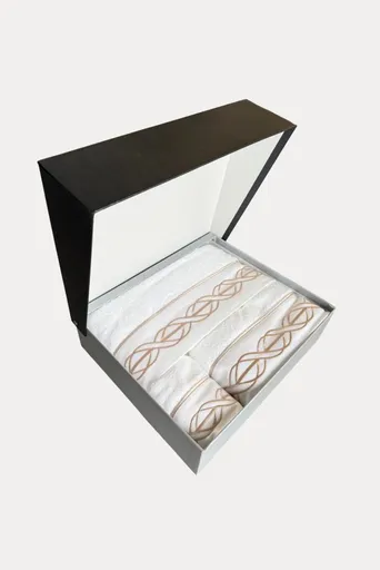 Dárková sada ručníků a osušky VITA, 3 ks Bílá / béžová výšivka