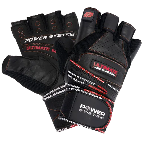 Power System Fitness rukavice ULTIMATE MOTIVATION černočervené - L