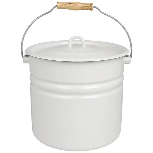 Bílý smaltovaný kbelík s víkem Emil´s Enamel Offwhite - Ø 28*27 cm / 12L Strömshaga