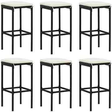 Barové stoličky s poduškami 3 ks černé polyratan, 313449 (313449)