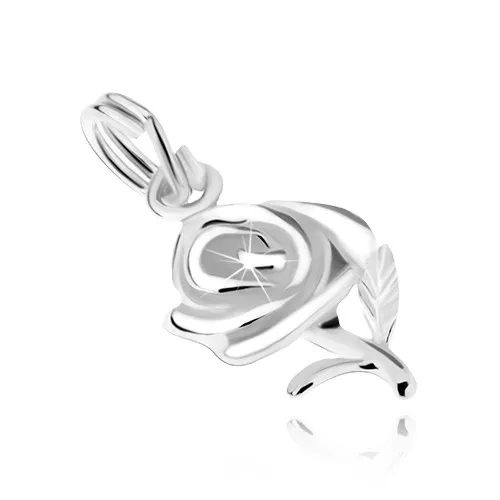 Květ růže se dvěma lístky, přívěsek ze stříbra 925
