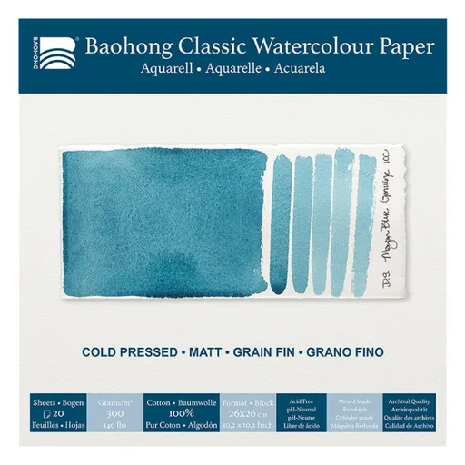 Akvarelový blok Baohong Classic 26x26cm cold pressed 300g