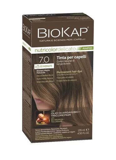 BIOKAP Nutricolor Delicato Rapid 7.0 Střední blond přírodní barva na vlasy 135 ml