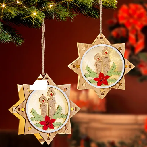 LED dřevěná ozdoba Hvězda