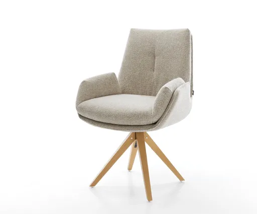 Jídelní židle Clea-Flex látka Měkký béžová dřevěná podnož