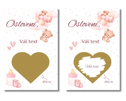 Personal Stírací los s vlastním textem - Baby pink Barva: Zlatá