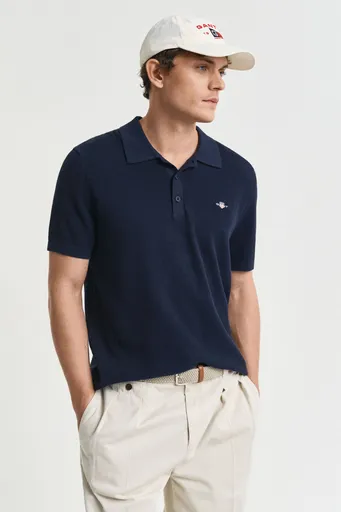 SVETR GANT MICRO TEXTURED COTTON SS POLO EVENING BLUE