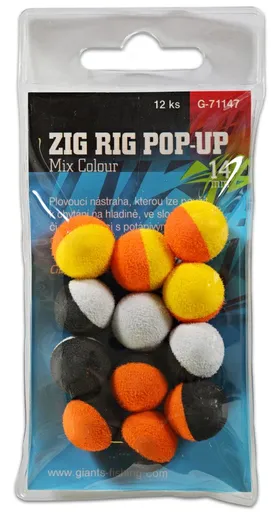 Giants Fishing Pěnové plovoucí boilie Zig Rig Pop-Up 14mm - mix colour 12ks,Giants Fishing Pěnové plovoucí boilie Zig Rig Pop-Up 14mm - mix colour 12k