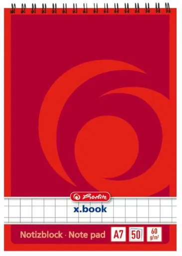 Spirálový blok A7 linkovaný - červený