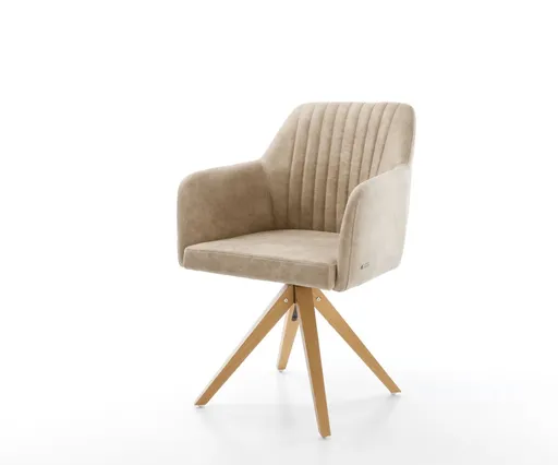 Otočná židle Greg-Flex béžová vintage mikrovlákno dřevěná