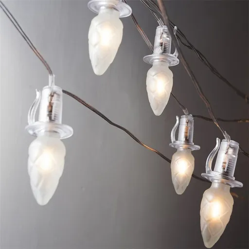 Světelný řetěz Šiška, 20 LED žárovek Filament, čirý kabel, prodloužení