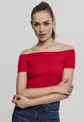 Urban Classics Ladies Off Shoulder Rib Tee fire red - XL