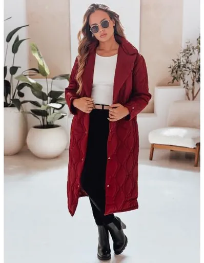 Dámský prošívaný kabát TRENDIFY, dlouhý, vínový