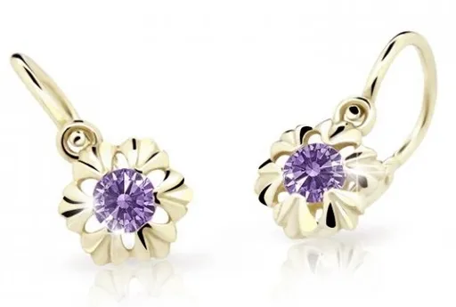 Cutie Jewellery Zlaté dětské náušnice C2213-10-X-1 fialová