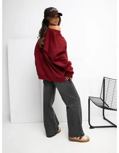 Bordová mikina s podšívkou bez kapuce RUE PARIS