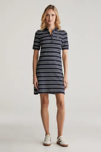ŠATY GANT STRIPE SHIELD SS PIQUE POLO DRESS EVENING BLUE