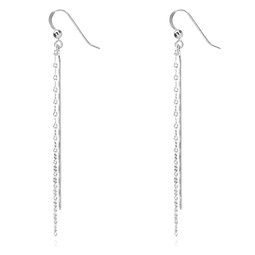 Visací náušnice ze stříbra 925 - řetízek se dvěma vzory, afro háček