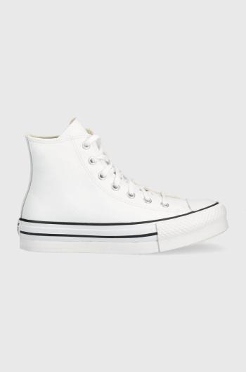 Dětské kožené kecky Converse Chuck Taylor All Star Eva Lift bílá barva