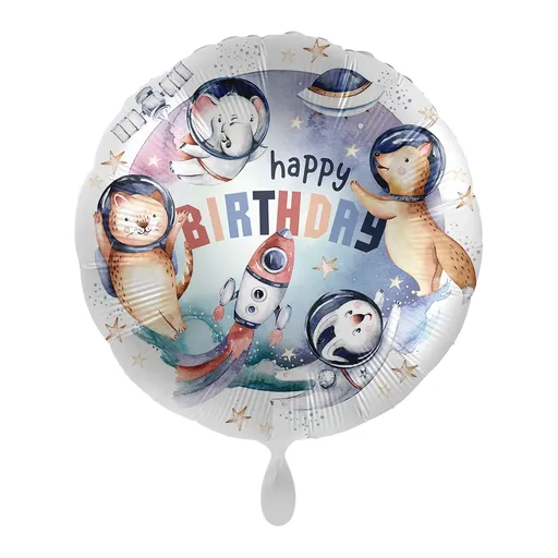 Premioloon Fóliový balón Happy Birthday - Vesmírná zvířátka 43 cm