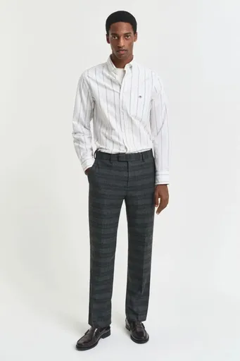 KALHOTY GANT GLENCHECK SUIT PANTS ANTRACIT MELANGE