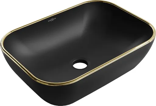MEXEN Rita umyvadlo na desku 45 x 32, černá mat/zlatá linka 21084575