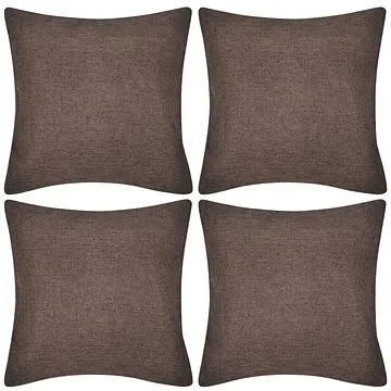 4 hnědé povlaky na polštářky, se vzhledem lnu 40 × 40 cm