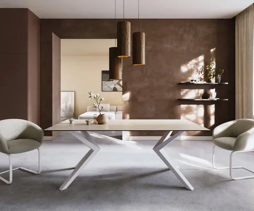 Jídelní stůl Edge 200x100 keramika Laminam® Travertino Bianco