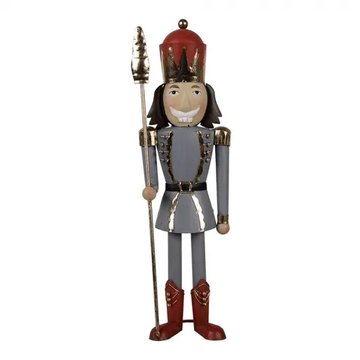 Šedá antik kovová dekorace socha Louskáček - 12*9*36 cm 6Y5608