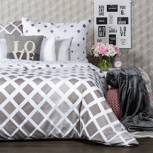 4Home Povlečení Geometric šedá micro, 140 x 220 cm, 70 x 90 cm