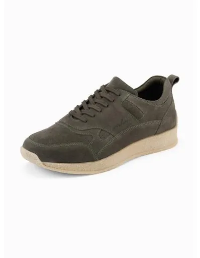 Lehké pánské sportovní tenisky ze semiše – olivové V1 OM-FOSL-0205