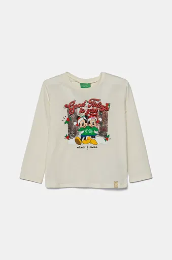 Dětské bavlněné tričko s dlouhým rukávem United Colors of Benetton