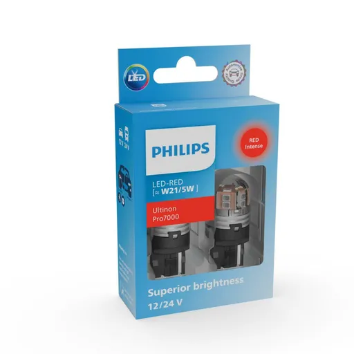 Philips W21/5W 12V/24V W3x16q Ultinon Pro7000 červená NOECE 2ks 11066RU70X2