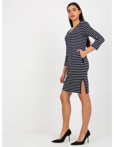 Dámské šaty OCH BELLA námořnicky modré a bílé