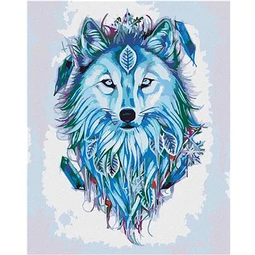 Diamondi - Diamantové malování - LAPAČ SNŮ S VLKEM, 40x50 cm, Vypnuté plátno na rám (603320B)