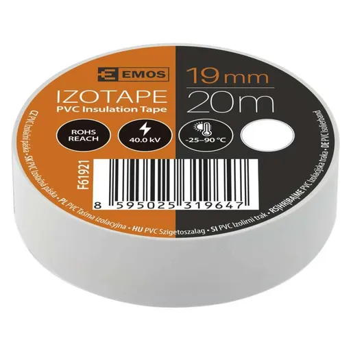 EMOS Izolační páska PVC 19mm / 20m bílá 10ks 2001192010