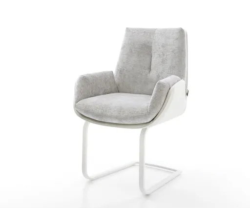 Jídelní židle Clea-Flex mix materiálů pravá kůže bílo stříbrno