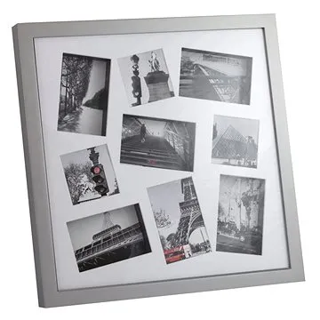Invotis Fotorámeček Exposed 1511, MDF, 10×15cm (6×), 10×10cm (3×), stříbrný (1511)