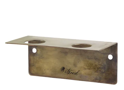 Mosazná antik nástěnná kovová polička na dávkovače Éternel  - 14*7*6cm 64064013