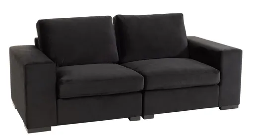Černá 2-místná sametová pohovka Nalmi black - 212*98*86cm J-Line by Jolipa
