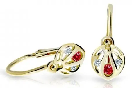 Cutie Jewellery Slušivé dětské náušnice ze žlutého zlata C2265-10-X-1 červená