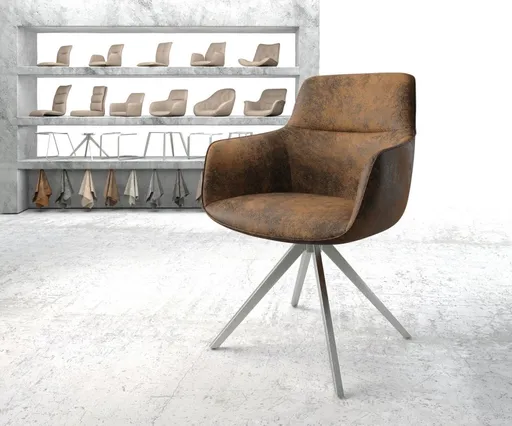 Otočná židle Pejo-Flex hnědá vintage křížová podnož hranatá