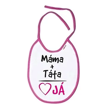 Baby Nellys Nepromokavý bryndáček Máma+Táta,  cm - růžový (8596309377414)