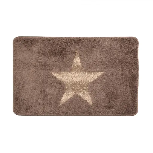 Hnědá koupelnová předložka s hvězdou - 78*48*1 cm BM0010CH