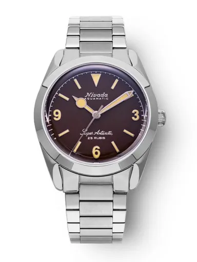 Nivada Grenchen Super Antarctic 3.6.9. Brown No Vintage Effect - Beige Luminous - Bracelet Flat Link